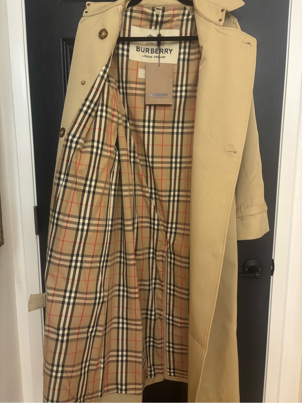 Burberry Tan Double-Breasted Trench Coat with Belt - Picture 2 of 5